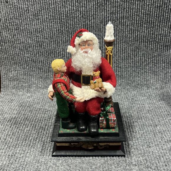 VTG 1993 Holiday Creations Santa‎ Claus Boy Bear Lighted Candle Musical Works - Picture 1 of 16